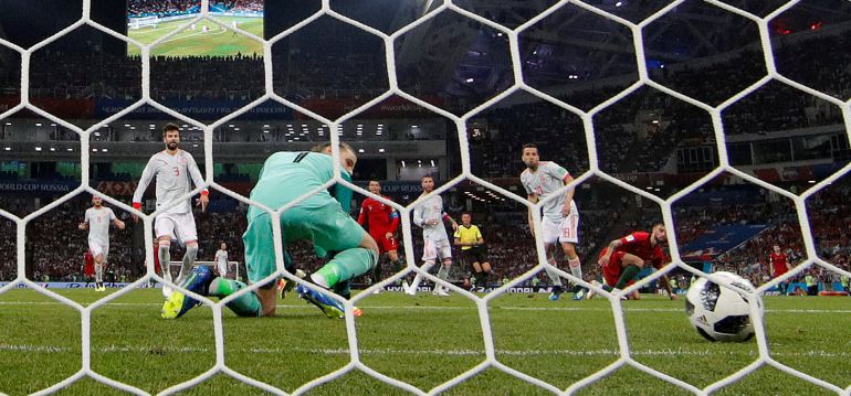 David de Gea, en la acción del segundo gol de Portugal ante España. David de Gea, en la acción del segundo gol de Portugal ante España.