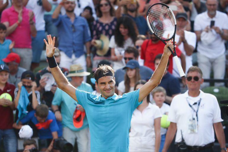 Federer celebra su victoria ante Kyrgios Federer celebra su victoria ante Kyrgios