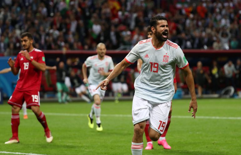 Diego Costa celebra su gol a Irán. Diego Costa celebra su gol a Irán.