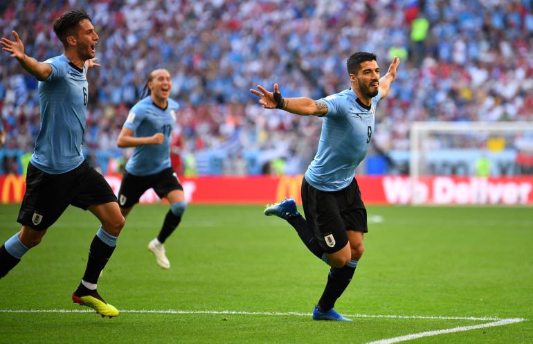 Luis Suárez celebra el primer gol de Uruguay a Rusia Luis Suárez celebra el primer gol de Uruguay a Rusia
