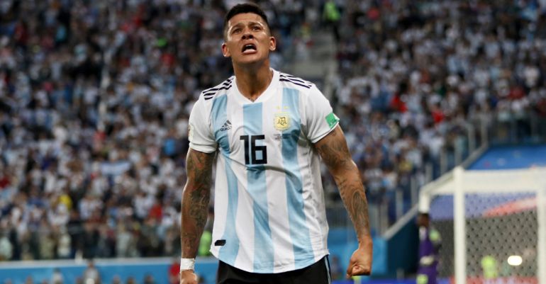 Marcos Rojo celebra el segundo gol de Argentina, el que clasificaba a la selección de Sampaoli Marcos Rojo celebra el segundo gol de Argentina, el que clasificaba a la selección de Sampaoli