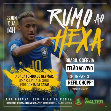 Cartel del pub de Río de Janeiro invitando a chupitos por cada simulación de Neymar. Cartel del pub de Río de Janeiro invitando a chupitos por cada simulación de Neymar.