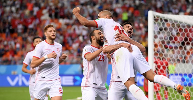 Los jugadores de Túnez celebran un gol ante Panamá Los jugadores de Túnez celebran un gol ante Panamá