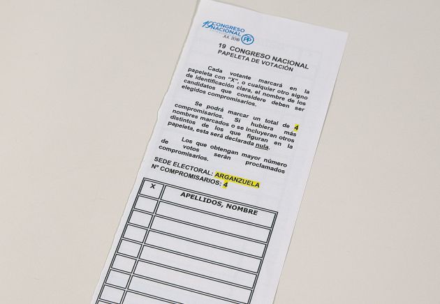 La papeleta de votación de los compromisarios La papeleta de votación de los compromisarios