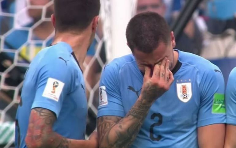 Giménez llora durante el partido ante Francia Giménez llora durante el partido ante Francia