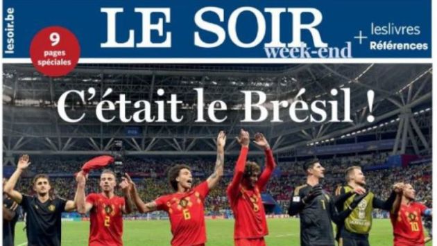 Le Soir muestra una imagen de los jugadores belgas celebrando la victoria Le Soir muestra una imagen de los jugadores belgas celebrando la victoria