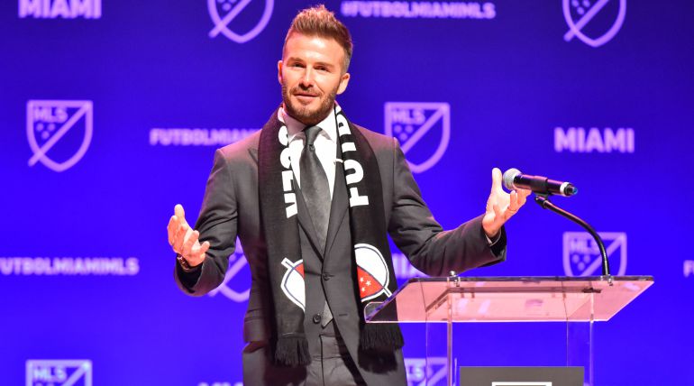 David Beckham, en la presentaciÃ³n de la franquicia de la MLS en Miami.