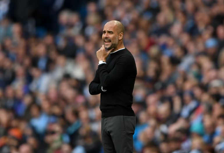 Guardiola en el partido Manchester City - Swansea City en Inglaterra Guardiola en el partido Manchester City - Swansea City en Inglaterra