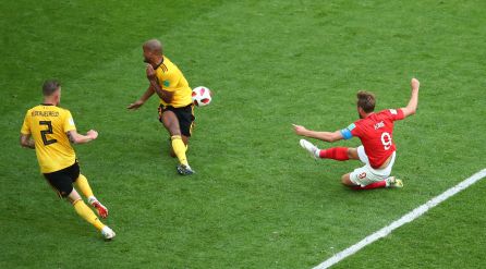 Harru Kane marca durante el partido contra Bélgica por el tercer puesto. Harru Kane marca durante el partido contra Bélgica por el tercer puesto.