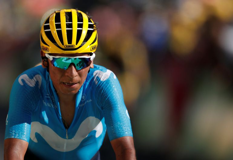 Nairo Quintana sufre en la subida a Alpe d'Huez Nairo Quintana sufre en la subida a Alpe d'Huez