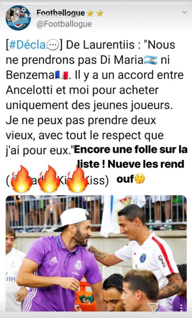 La publicación de Benzema en su cuenta de Instagram La publicación de Benzema en su cuenta de Instagram