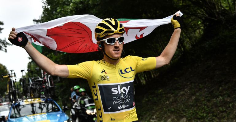 Geraint Thomas celebra su victoria en el Tour de Francia Geraint Thomas celebra su victoria en el Tour de Francia
