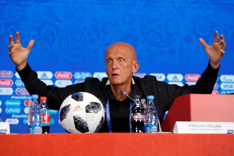 Pierluigi Collina en una conferencia en el Mundial de Rusia Pierluigi Collina en una conferencia en el Mundial de Rusia