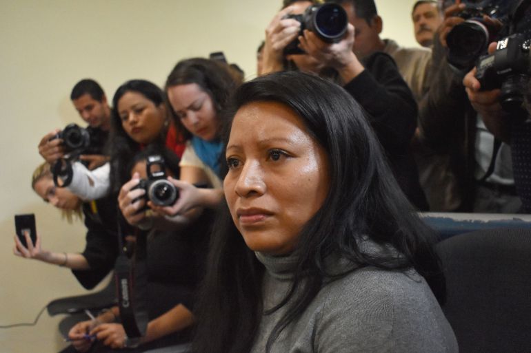 Teodora Vásquez en un momento de la audiencia para la revisión de su condena en diciembre de 2017. Teodora Vásquez en un momento de la audiencia para la revisión de su condena en diciembre de 2017.