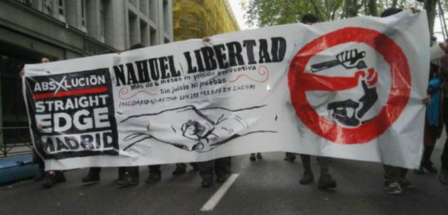 Manifestación pidiendo la libertad de un encarcelado de Straight Edge Manifestación pidiendo la libertad de un encarcelado de Straight Edge