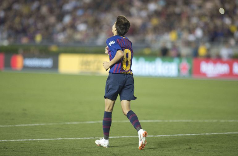 Riqui Puig, tras marcar su penalti contra el Tottenham Riqui Puig, tras marcar su penalti contra el Tottenham