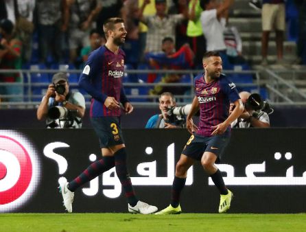 Piqué, celebrando el gol Piqué, celebrando el gol