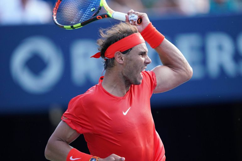 Nadal, en una acción de la final de Toronto Nadal, en una acción de la final de Toronto