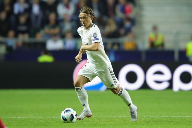 Luka Modric durante la final de la Supercopa de Europa Luka Modric durante la final de la Supercopa de Europa
