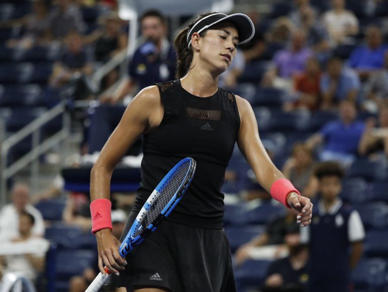 Muguruza se lamenta durante el partido Muguruza se lamenta durante el partido
