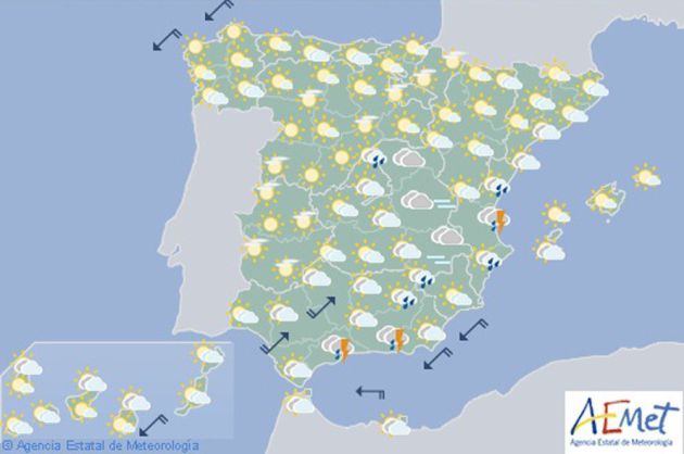 Mapa previsto para el sábado hasta el mediodía. Mapa previsto para el sábado hasta el mediodía.