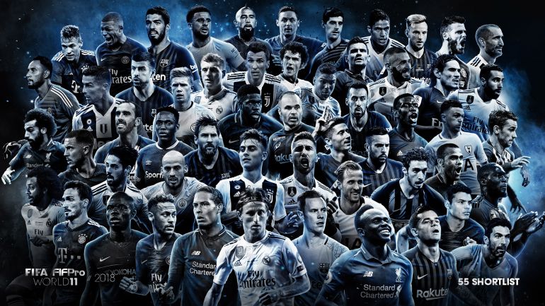 Los 55 seleccionados para el once ideal de FIFpro. Los 55 seleccionados para el once ideal de FIFpro.