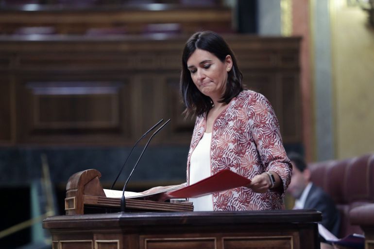 La ministra de Sanidad, Carmen Montón, durante su intervención en el pleno del Congreso. La ministra de Sanidad, Carmen Montón, durante su intervención en el pleno del Congreso.