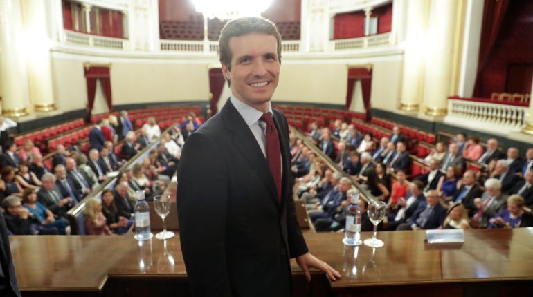 El presidente del Partido Popular, Pablo Casado, durante la reunión con el Grupo Popular del Senado, celebrada hoy. El presidente del Partido Popular, Pablo Casado, durante la reunión con el Grupo Popular del Senado, celebrada hoy.