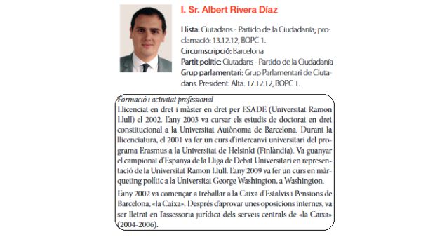 Un extracto de currículum de Rivera publicado en 2015 Un extracto de currículum de Rivera publicado en 2015