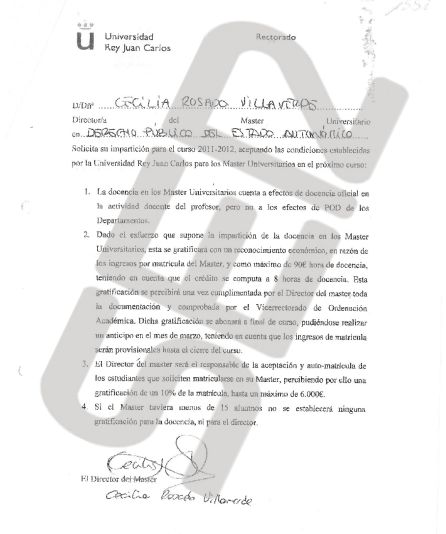 Documento de condiciones para recibir la paga por docencia en el máster de Cifuentes. Documento de condiciones para recibir la paga por docencia en el máster de Cifuentes.