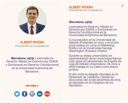 Esto es lo que recoge la web de Ciudadanos sin la corrección Esto es lo que recoge la web de Ciudadanos sin la corrección