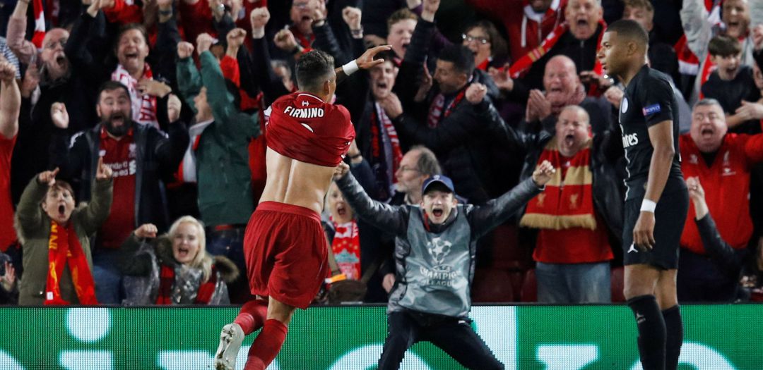 Firmino celebra su gol ante un inmóvil Mbappé Firmino celebra su gol ante un inmóvil Mbappé