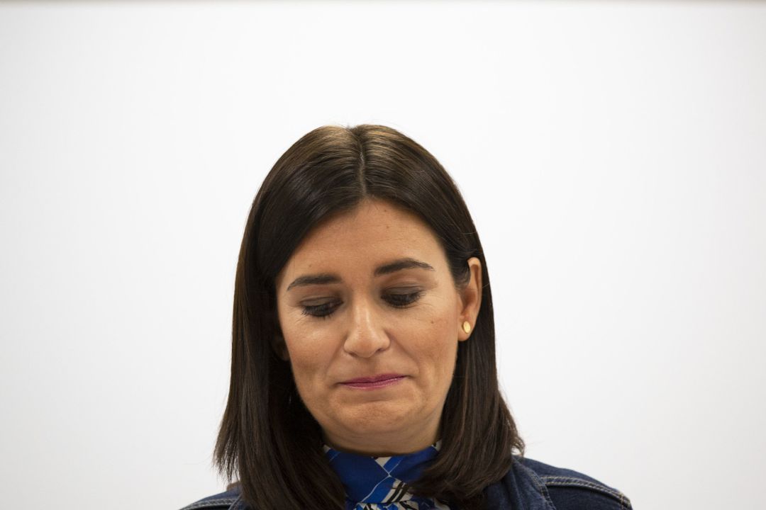 Carmen Montón al anunciar su dimisión. Carmen Montón al anunciar su dimisión.