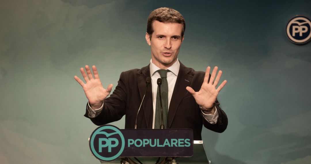 Pablo Casado durante una rueda de prensa Pablo Casado durante una rueda de prensa