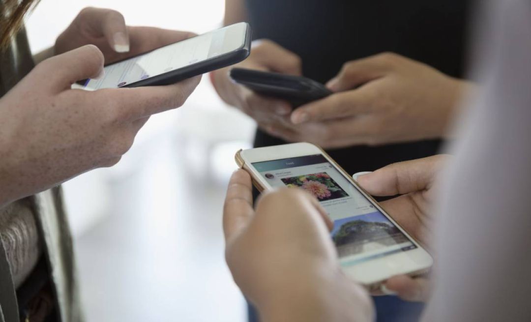 Un grupo de jóvenes con sus teléfonos móviles. Un grupo de jóvenes con sus teléfonos móviles.