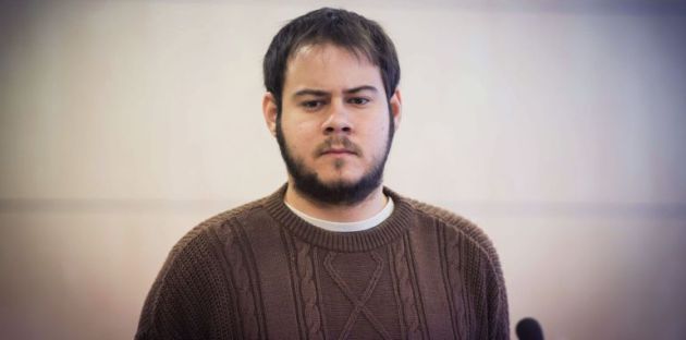 El rapero Hasél durante el juicio en la Audiencia El rapero Hasél durante el juicio en la Audiencia