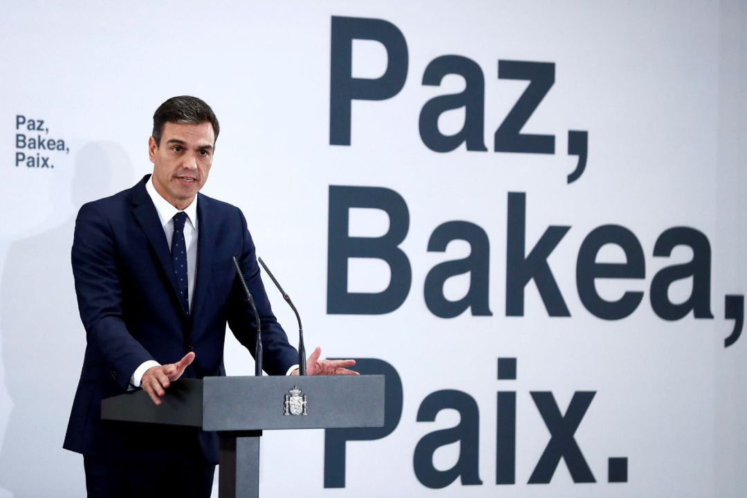 El presidente del Gobierno, Pedro Sánchez, interviene durante el acto sobre cooperación en la lucha antiterrorista entre España y Francia El presidente del Gobierno, Pedro Sánchez, interviene durante el acto sobre cooperación en la lucha antiterrorista entre España y Francia