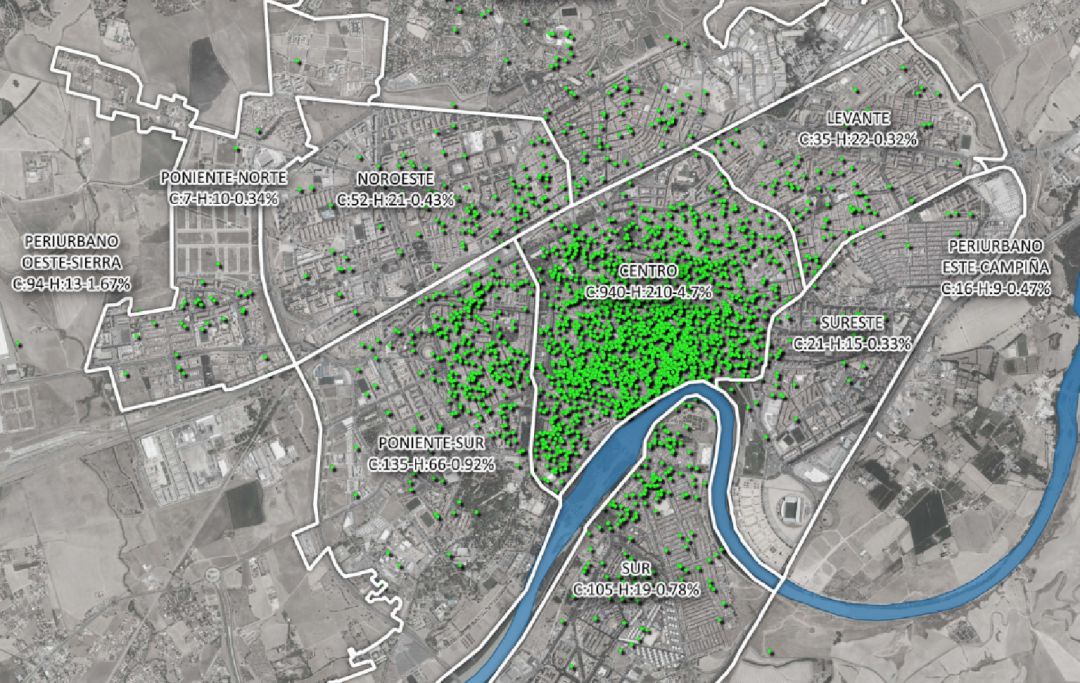 Plano del estudio sobre la situación de pisos turísticos. Plano del estudio sobre la situación de pisos turísticos.