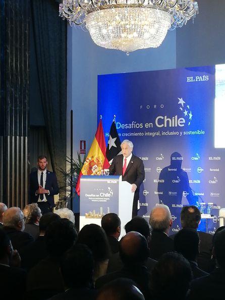 Sebastián Piñera durante su intervención en el foro El Pais Sebastián Piñera durante su intervención en el foro El Pais