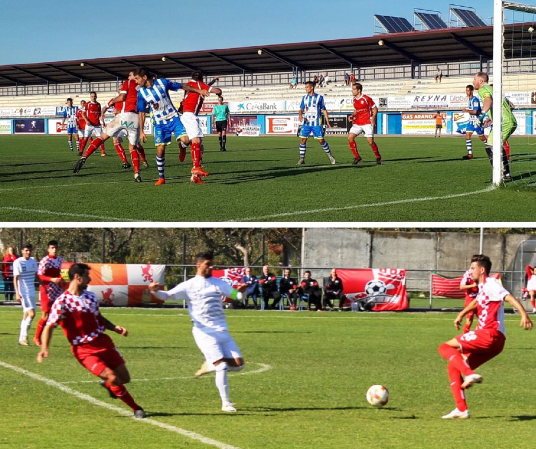 Imagen del último partido en casa de la Arandina ante el Briviesca -arriba- y un lance de Zazu (i) con Castilla y León ante Azerbaiyán -abajo-. Imagen del último partido en casa de la Arandina ante el Briviesca -arriba- y un lance de Zazu (i) con Castilla y León ante Azerbaiyán -abajo-.