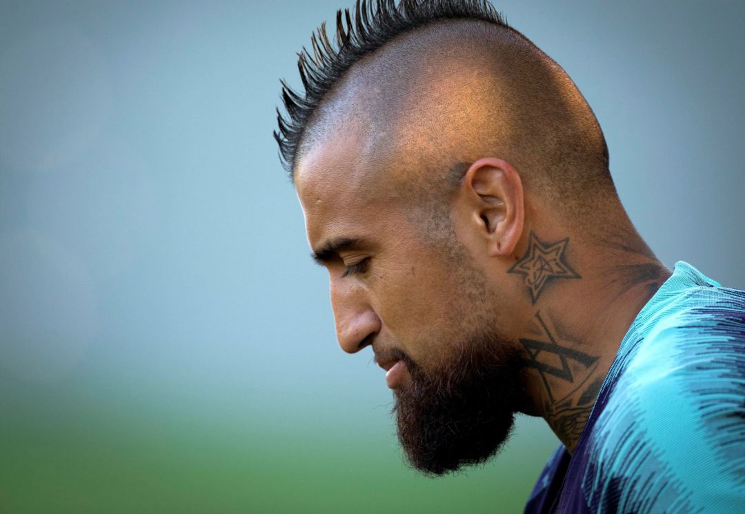 Arturo Vidal, en un entrenamiento del F.C. Barcelona. Arturo Vidal, en un entrenamiento del F.C. Barcelona.