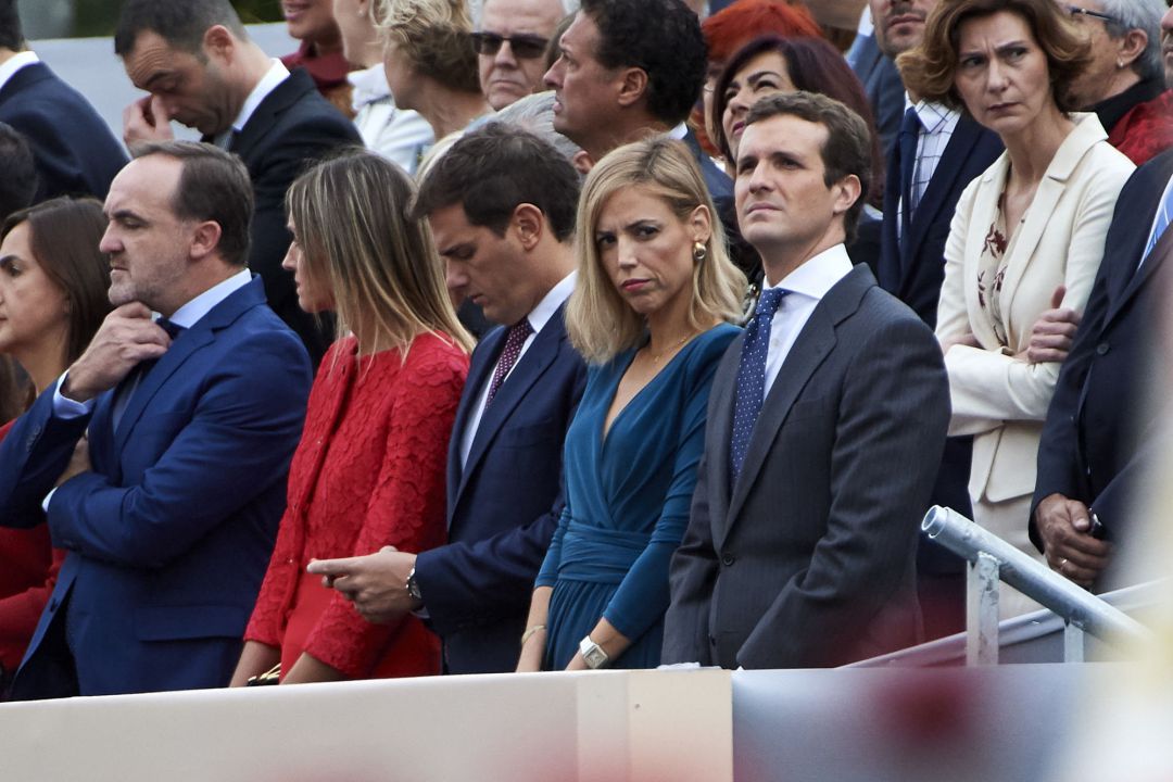 Pablo Casado, durante el desfile militar de la Fiesta Nacional. Pablo Casado, durante el desfile militar de la Fiesta Nacional.