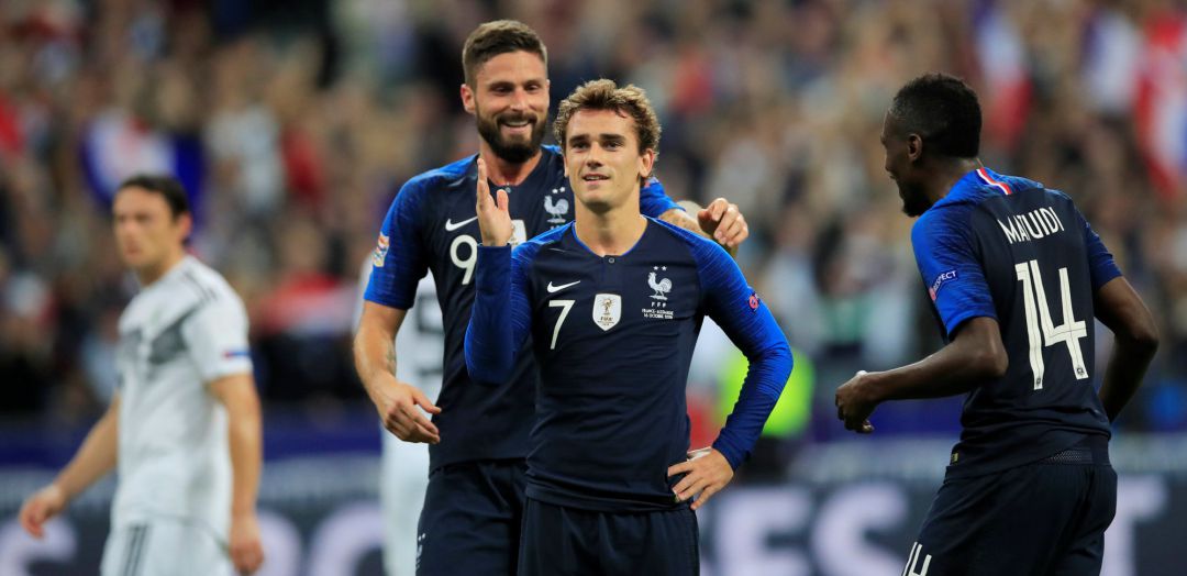 Griezmann celebra un gol ante Alemania Griezmann celebra un gol ante Alemania