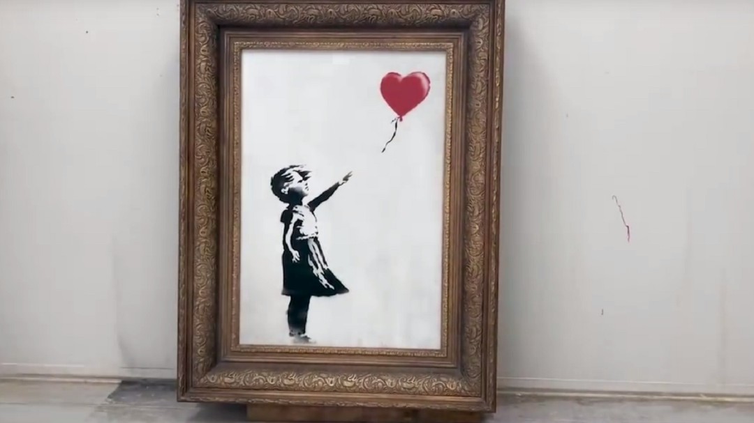 Banksy demuestra que la autodestrucción de su obra no salió como estaba prevista