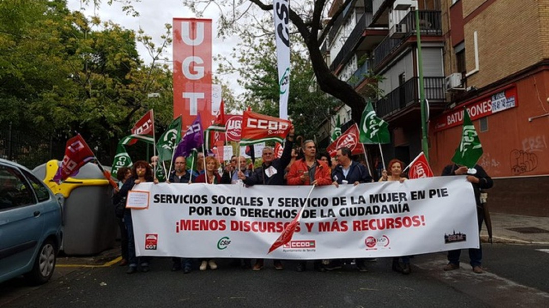 Seguimiento masivo de la huelga de Servicios Sociales, según los sindicatos