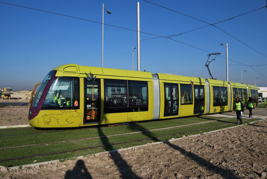 Tranvía de Jaén en pruebas. Tranvía de Jaén en pruebas.
