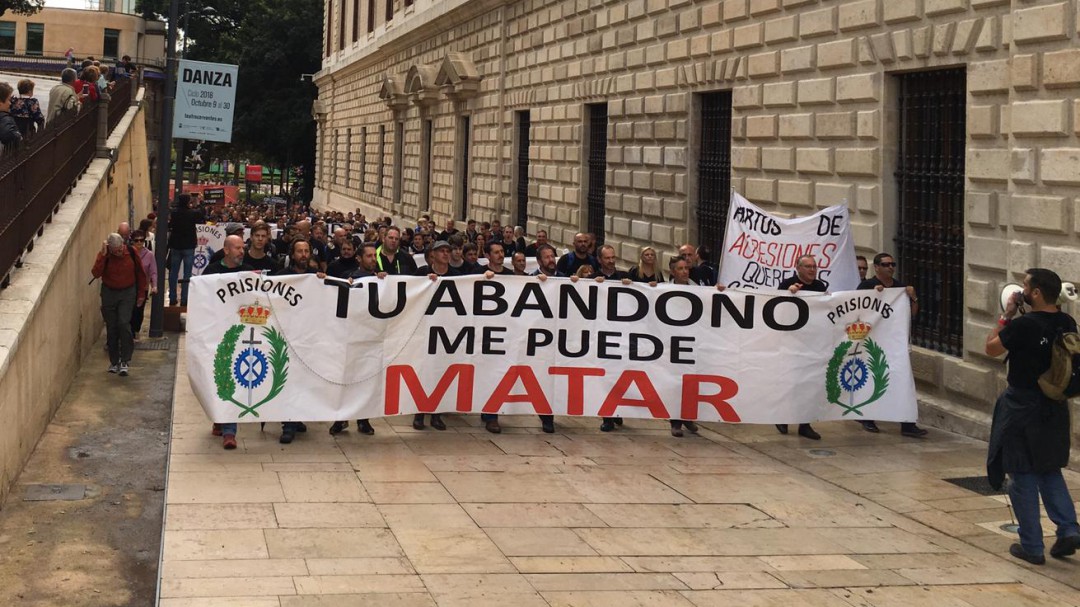 Los funcionarios de cárceles protestan en Málaga