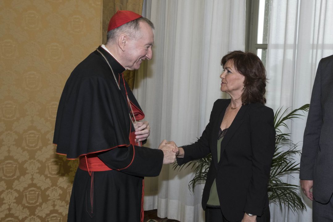 Reunión de Carmen Calvo y Pietro Parolin en el Vaticano Reunión de Carmen Calvo y Pietro Parolin en el Vaticano