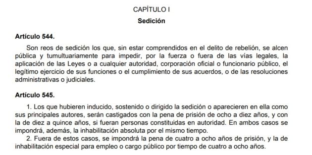 Redacción del delito de sedición Redacción del delito de sedición