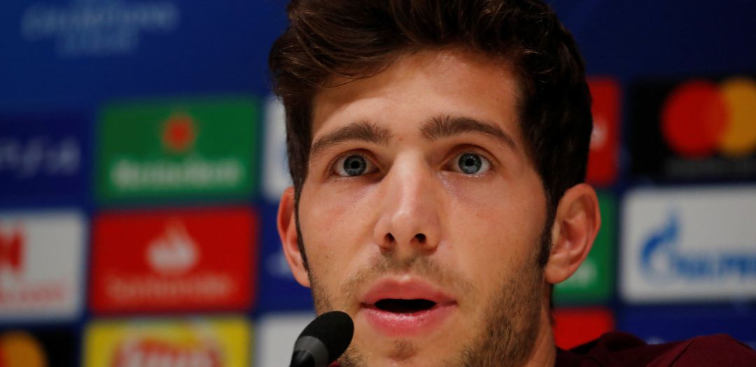 Sergi Roberto, durante su comparecencia de prensa de este lunes Sergi Roberto, durante su comparecencia de prensa de este lunes